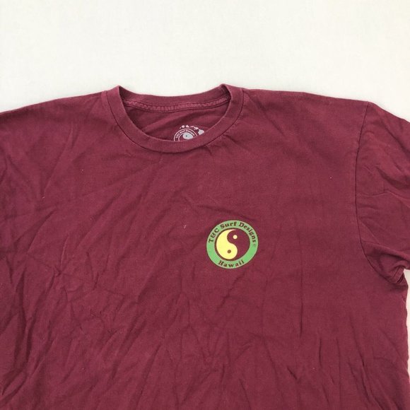 T&C Surf Design Adult Shirt L Burgundy Short Sleeve Crew Neck Size L Men's - Picture 5 of 14